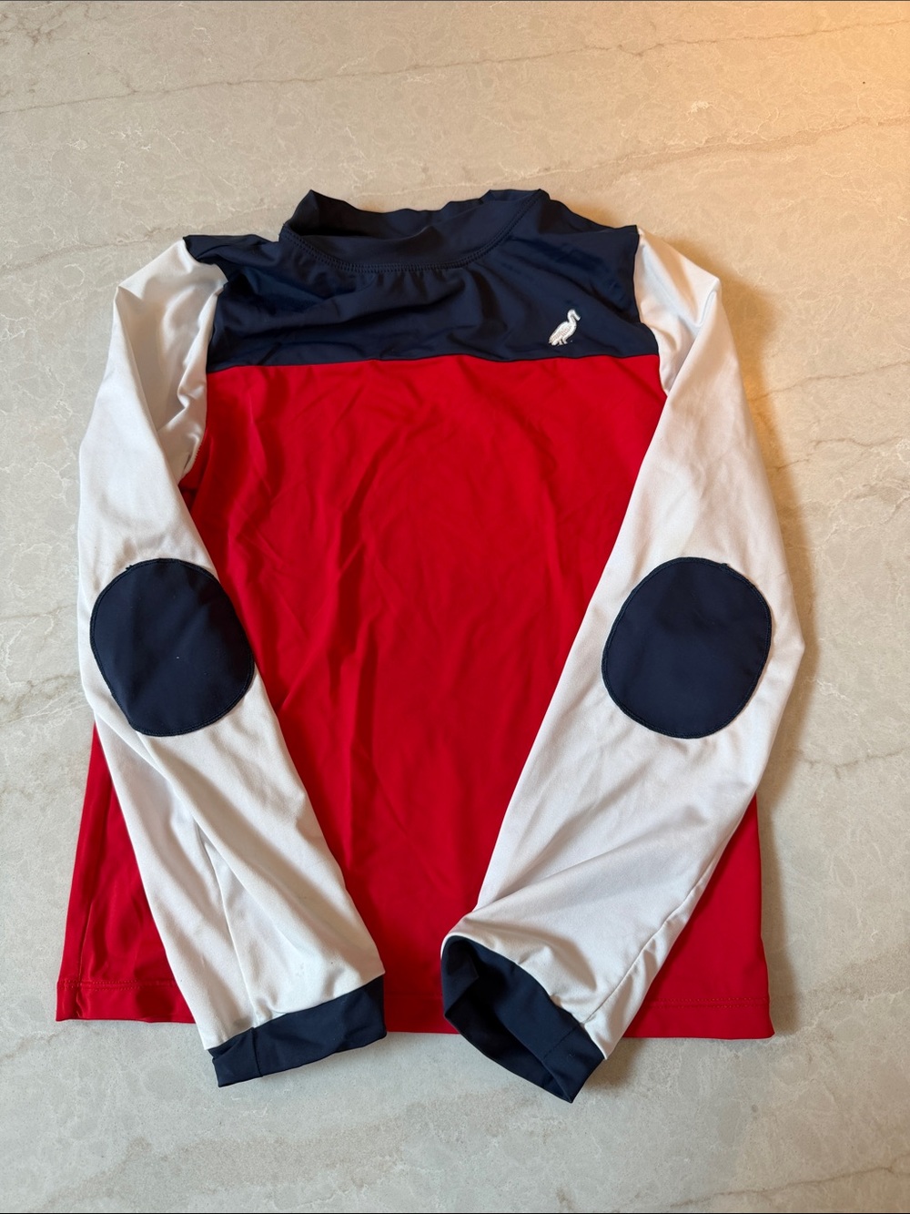 TBBC Red & Navy Long Sleeve Swim Shirt with White Sleeves